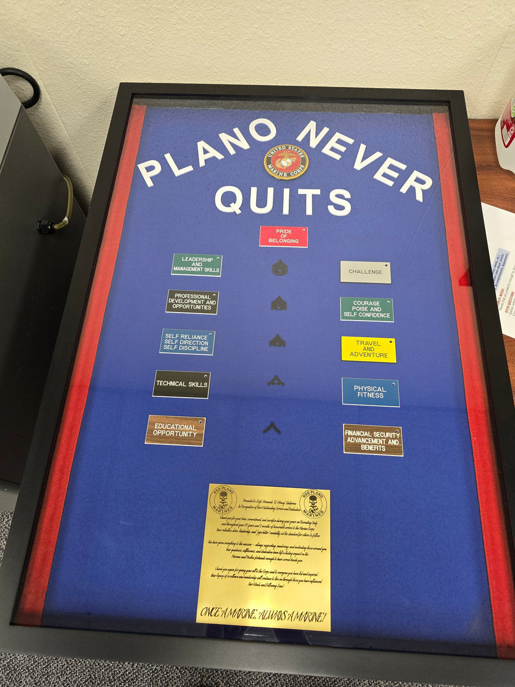 Custom made plaque