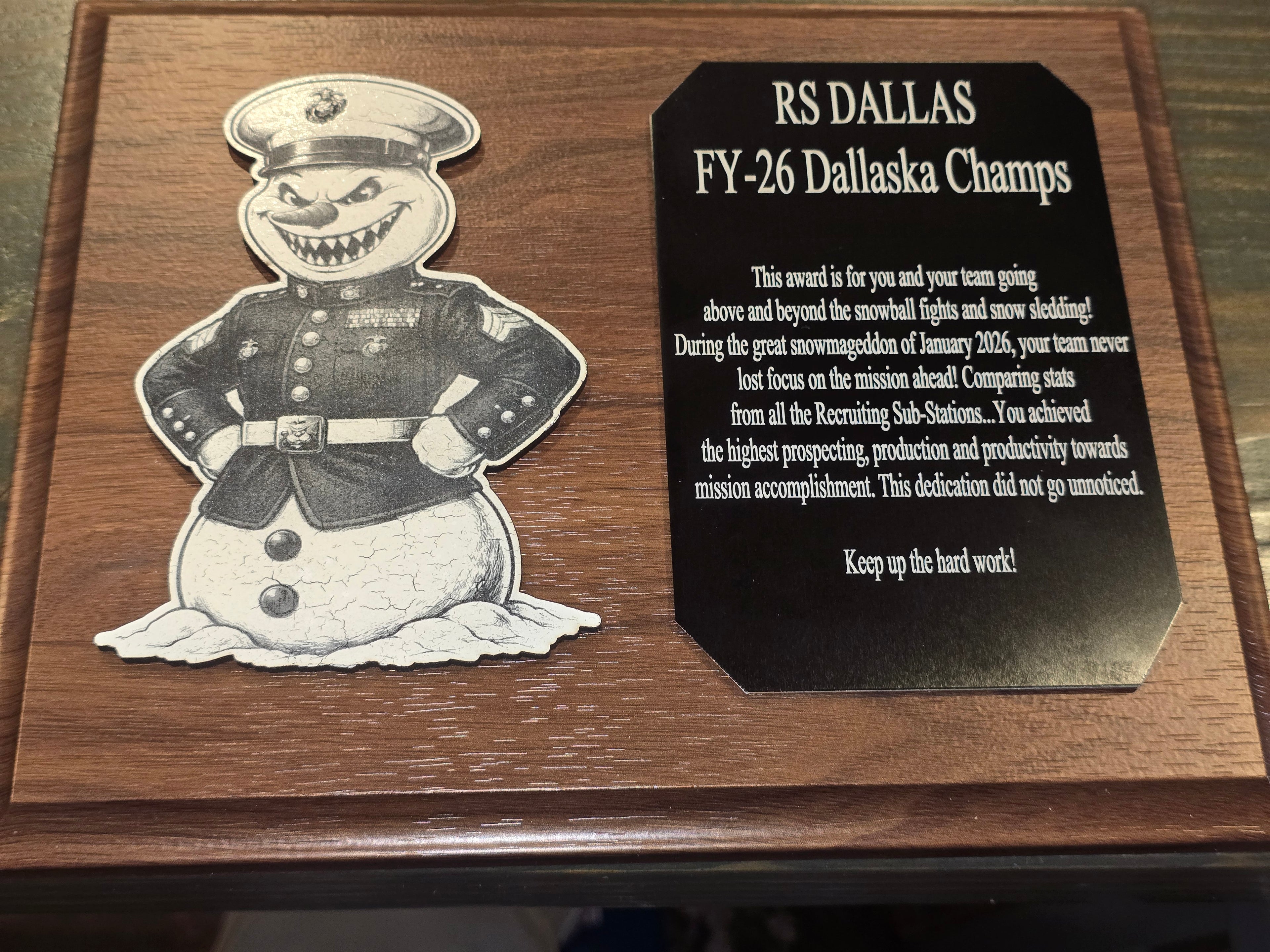 Custom made plaque